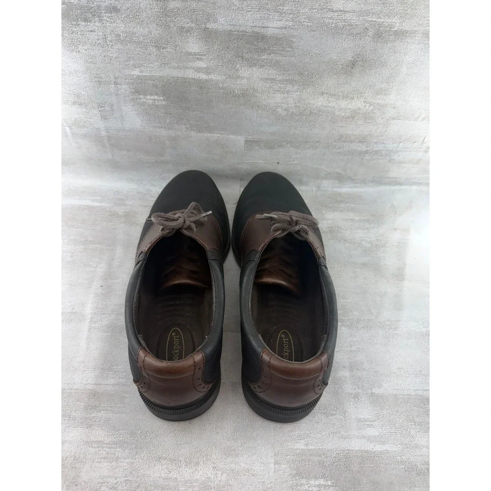 Rockport Men M9496 Leather Saddle Shoes Black Brown Oxford Sz 8.5 M